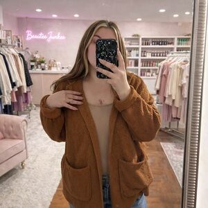 Cozy Brown Textured Cardigan